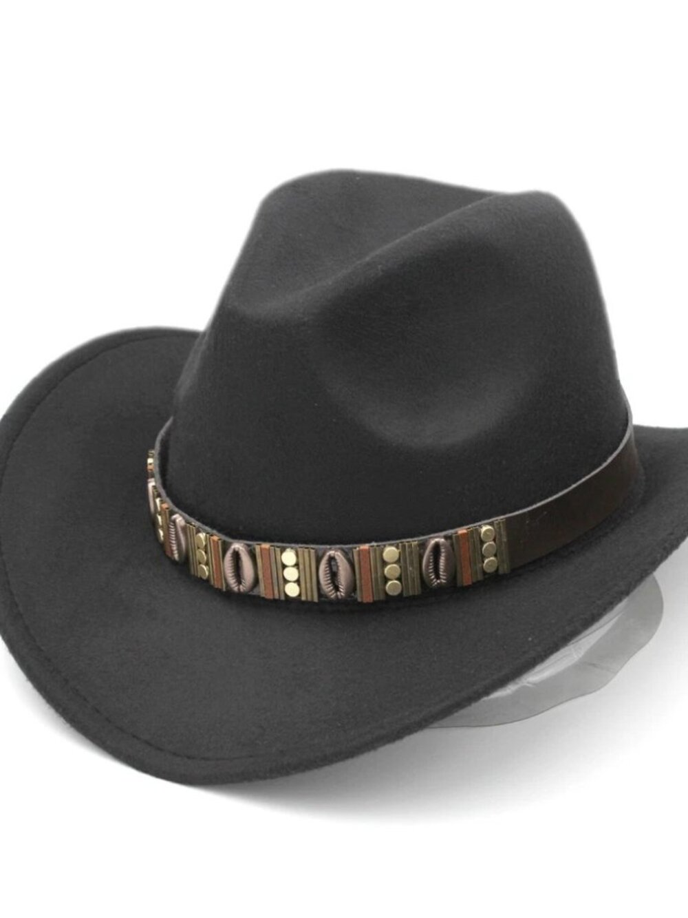 Black Western Cowboy Hat Wide Brim Ranch Rodeo Cowgirl Festival Boho Costume Hat